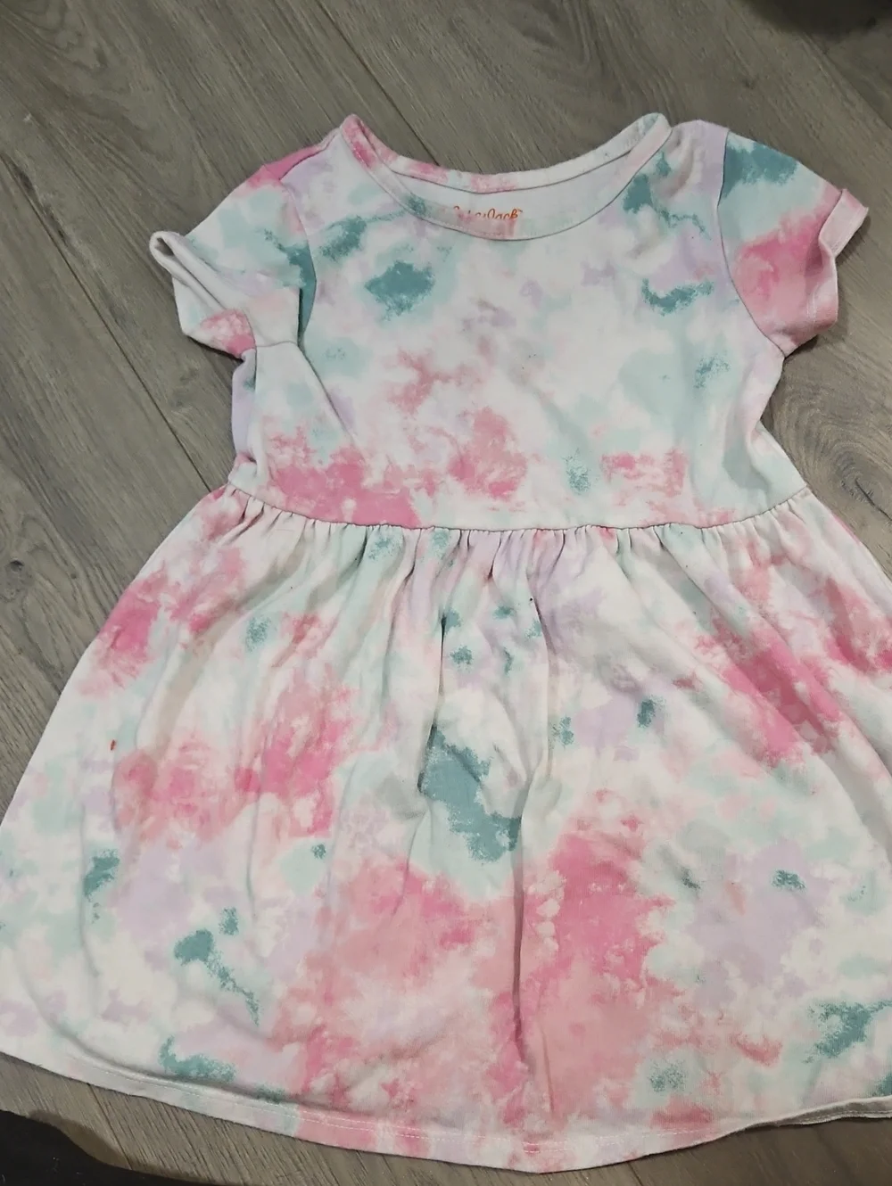 Cat & Jack Pastel Tie-Dye Short Sleeve Dress in Pink, Mint & Lavender